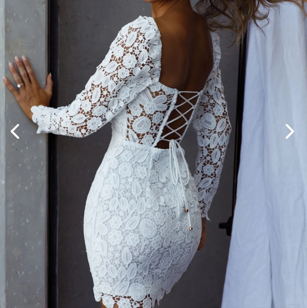 SELFIE LESLIE FIRST DANCE LACE MINI DRESS WHITE - Picture 5 of 16